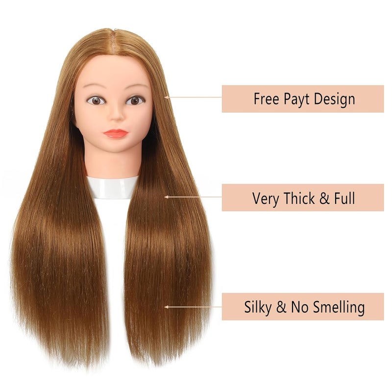 Opini Mannequin Head with 80% Human Hair - Straight, 26"-28" Doll Head for Cosmetology & Hairdresser (#27 Light Brown) - Image 2